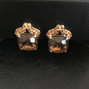 Swarovski Gold & Caramel-Brown Clip-on Earrings